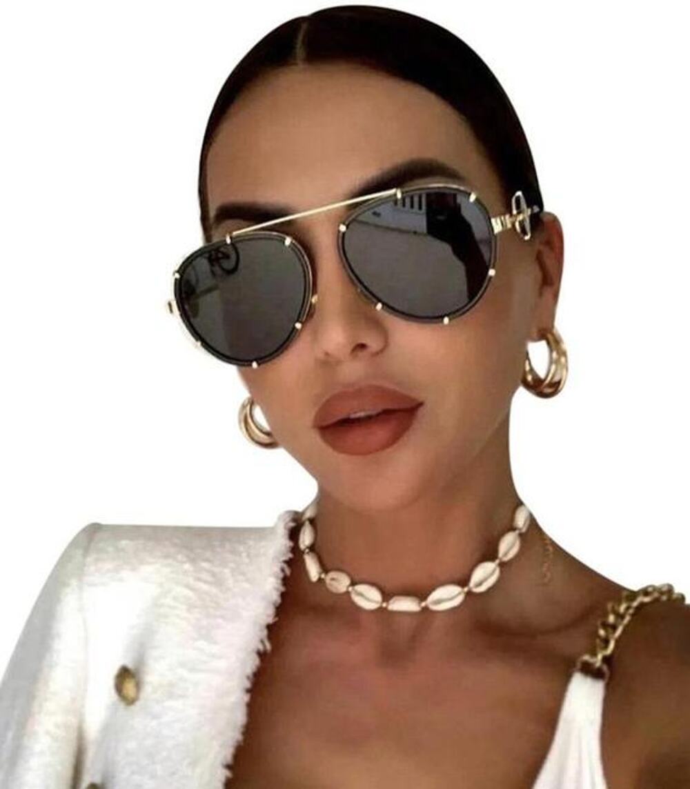 NEW Versace VE2232 Black Oversized Aviator Sunglasses